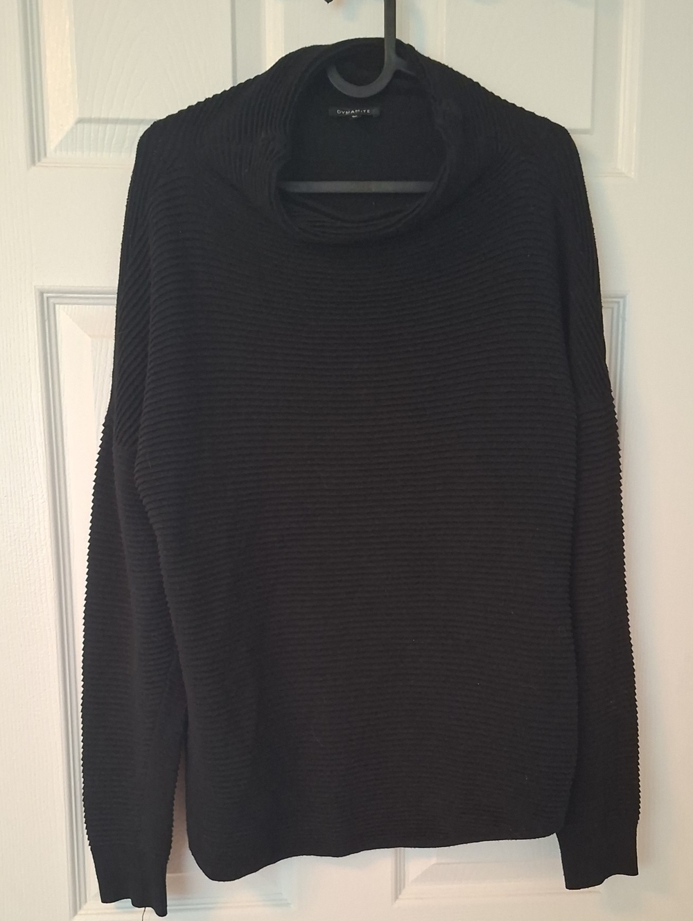 Dynamite Black Ribbed Funnel Neck Women's Sweater